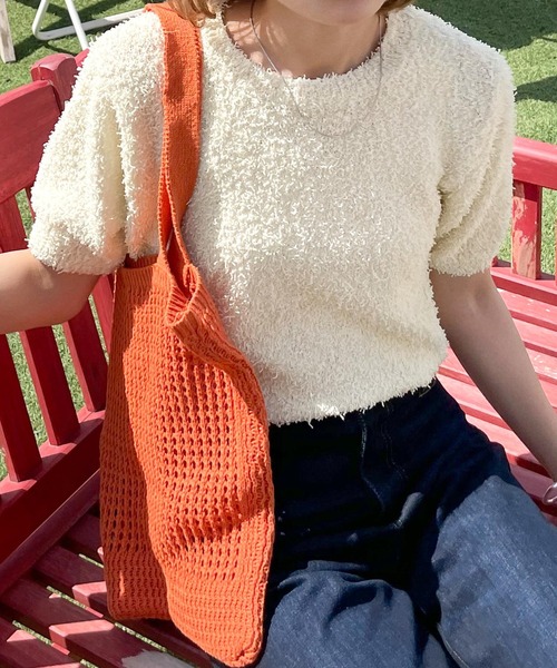 Chillfar（チルファー）の「メッシュトートバッグ（トートバッグ・レディース・グリーン/ブラック/アイボリー/パープル/オレンジ/ベージュ・FREE）」の6枚目の写真