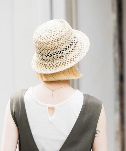 SMELLY（スメリー）の「スカシアミペーパーバケットハット（ハット・レディース・アイボリー/ブラウン/ベージュ・-）」の7枚目の写真