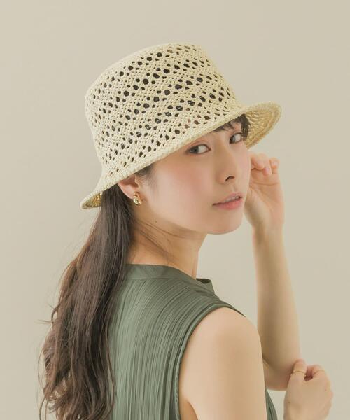 SMELLY（スメリー）の「スカシアミペーパーバケットハット（ハット・レディース・アイボリー/ブラウン/ベージュ・-）」の8枚目の写真