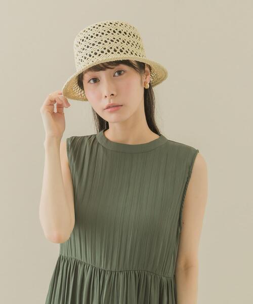 SMELLY（スメリー）の「スカシアミペーパーバケットハット（ハット・レディース・アイボリー/ブラウン/ベージュ・-）」の10枚目の写真