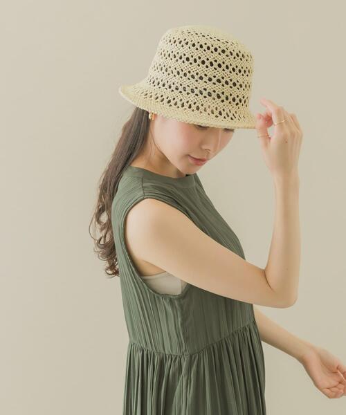 SMELLY（スメリー）の「スカシアミペーパーバケットハット（ハット・レディース・アイボリー/ブラウン/ベージュ・-）」の11枚目の写真