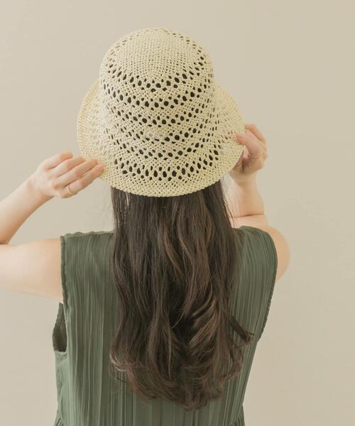 SMELLY（スメリー）の「スカシアミペーパーバケットハット（ハット・レディース・アイボリー/ブラウン/ベージュ・-）」の12枚目の写真