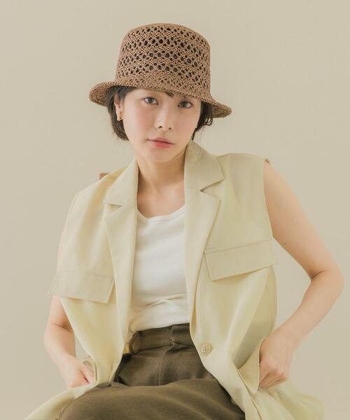 SMELLY（スメリー）の「スカシアミペーパーバケットハット（ハット・レディース・アイボリー/ブラウン/ベージュ・-）」の17枚目の写真