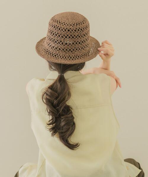 SMELLY（スメリー）の「スカシアミペーパーバケットハット（ハット・レディース・アイボリー/ブラウン/ベージュ・-）」の18枚目の写真