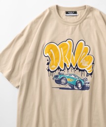 ストリートグラフィティ＆8ボールデザイン アップリケ/サガラ刺繍 ビッグシルエット 半袖Tシャツ/オーバーサイズ