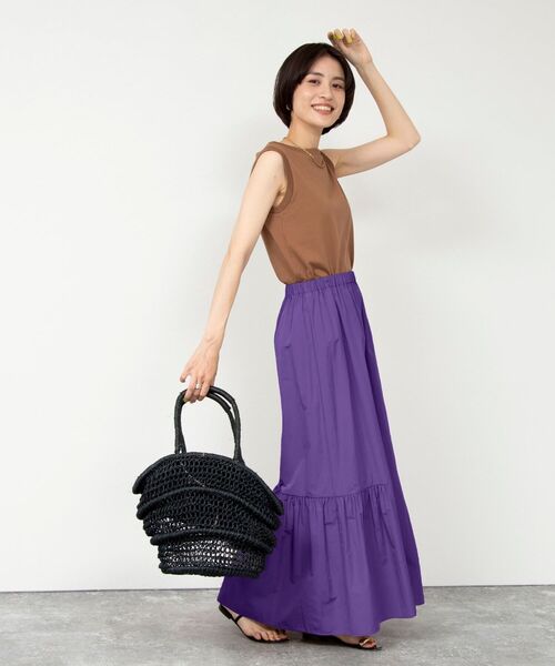 NOLLEY’S（ノーリーズ）の「ハイカウントブロードティアードマルチWAYスカート（スカート・レディース・ブラック/ベージュ/パープル・1/2）」の22枚目の写真