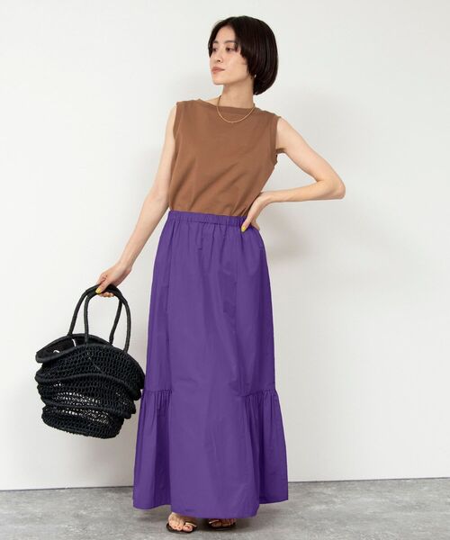 NOLLEY’S（ノーリーズ）の「ハイカウントブロードティアードマルチWAYスカート（スカート・レディース・ブラック/ベージュ/パープル・1/2）」の16枚目の写真