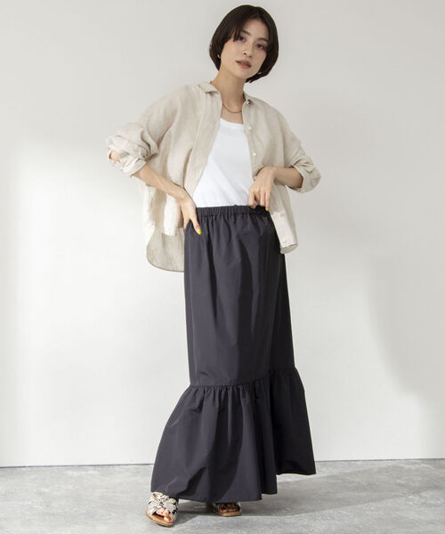 NOLLEY’S（ノーリーズ）の「ハイカウントブロードティアードマルチWAYスカート（スカート・レディース・ブラック/ベージュ/パープル・1/2）」の10枚目の写真