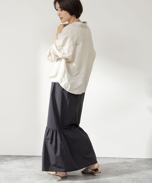 NOLLEY’S（ノーリーズ）の「ハイカウントブロードティアードマルチWAYスカート（スカート・レディース・ブラック/ベージュ/パープル・1/2）」の5枚目の写真