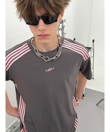 MODITEC | 【MODITEC/モディテック】Striped Stitching Short Sleeves/ ストライプT ラインTシャツ ライントップス 半袖Tシャツ(Tシャツ/カットソー)