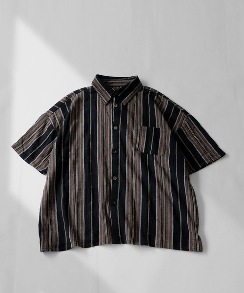 antiqua(アンティカ)の「綿100%エスニックストライプ柄シャツ(シャツ/ブラウス・メンズ・ネイビー/ブラック・FREE)」の18枚目の写真