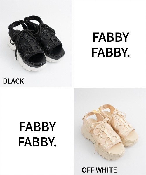 Fabby fabby（ファビィーファビィー）の「ニットレースアップ厚底スポーツサンダル（サンダル・レディース・ブラック/オフホワイト・SMALL/MEDIUM/LARGE）」の15枚目の写真