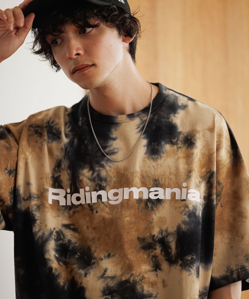 Ridingmania（ライディングマニア）の「【Ridingmania/ライディングマニア】ブランドロゴ/タイダイ染めTシャツ（Tシャツ/カットソー・メンズ・ベージュ/パープル・MEDIUM/LARGE）」の2枚目の写真