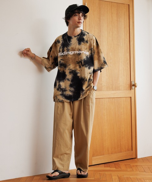 Ridingmania（ライディングマニア）の「【Ridingmania/ライディングマニア】ブランドロゴ/タイダイ染めTシャツ（Tシャツ/カットソー・メンズ・ベージュ/パープル・MEDIUM/LARGE）」の10枚目の写真