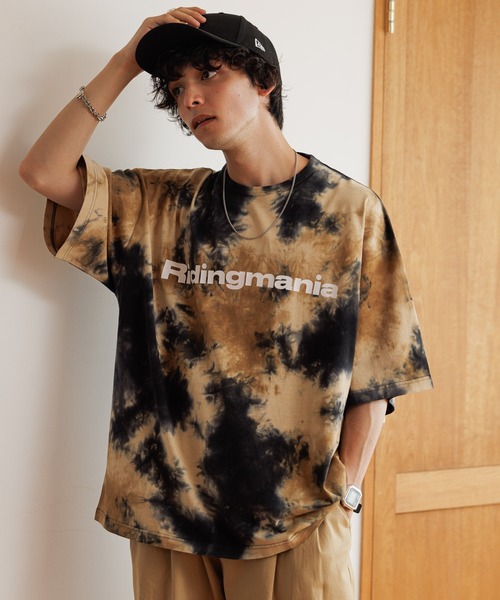 Ridingmania（ライディングマニア）の「【Ridingmania/ライディングマニア】ブランドロゴ/タイダイ染めTシャツ（Tシャツ/カットソー・メンズ・ベージュ/パープル・MEDIUM/LARGE）」の19枚目の写真