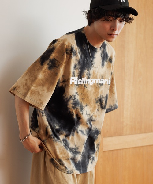 Ridingmania（ライディングマニア）の「【Ridingmania/ライディングマニア】ブランドロゴ/タイダイ染めTシャツ（Tシャツ/カットソー・メンズ・ベージュ/パープル・MEDIUM/LARGE）」の17枚目の写真
