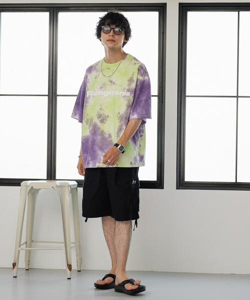 Ridingmania（ライディングマニア）の「【Ridingmania/ライディングマニア】ブランドロゴ/タイダイ染めTシャツ（Tシャツ/カットソー・メンズ・ベージュ/パープル・MEDIUM/LARGE）」の5枚目の写真