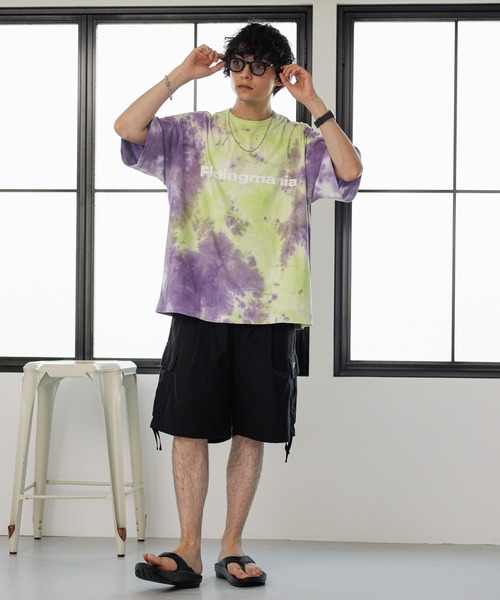 Ridingmania（ライディングマニア）の「【Ridingmania/ライディングマニア】ブランドロゴ/タイダイ染めTシャツ（Tシャツ/カットソー・メンズ・ベージュ/パープル・MEDIUM/LARGE）」の13枚目の写真