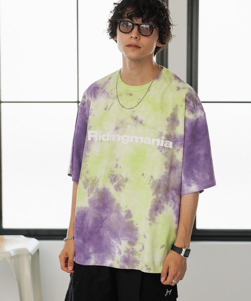 Ridingmania（ライディングマニア）の「【Ridingmania/ライディングマニア】ブランドロゴ/タイダイ染めTシャツ（Tシャツ/カットソー・メンズ・ベージュ/パープル・MEDIUM/LARGE）」の15枚目の写真