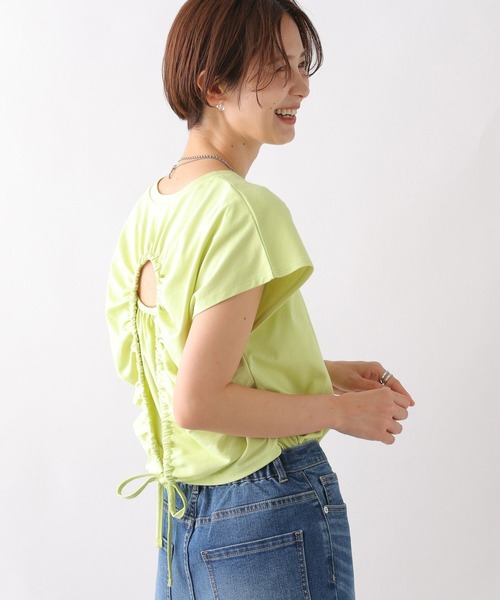 LEPSIM（レプシィム）の「バックシャーリングフレンチスリーブプルオーバー　906308（Tシャツ/カットソー・レディース・ブラック/ライトグリーン・FREE）」の13枚目の写真