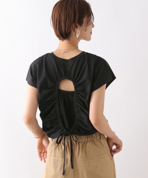 LEPSIM（レプシィム）の「バックシャーリングフレンチスリーブプルオーバー　906308（Tシャツ/カットソー・レディース・ブラック/ライトグリーン・FREE）」の5枚目の写真