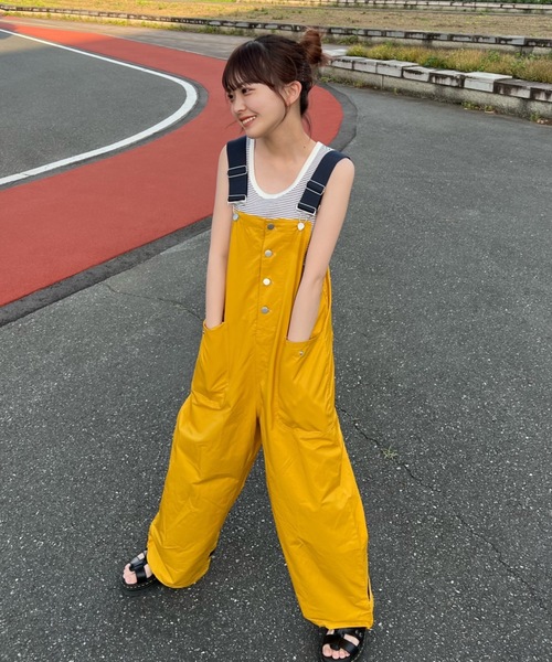 セール】カラー配色ナイロンオーバーオール（サロペット