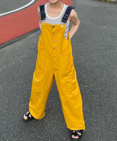 値下げしました！ANTHEM イエロー オーバーオール セール】カラー配色ナイロンオーバーオール（サロペット