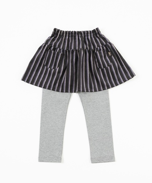 trois lapins kp（トロワラパンケーピー）の「ストライプ柄スカッツ(100~140cm)（スカート・キッズ・グリーン/ブラック・120cm/130cm/140cm/110cm/100cm）」の2枚目の写真