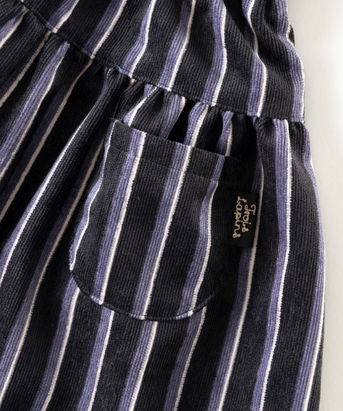 trois lapins kp（トロワラパンケーピー）の「ストライプ柄スカッツ(100~140cm)（スカート・キッズ・グリーン/ブラック・120cm/130cm/140cm/110cm/100cm）」の9枚目の写真