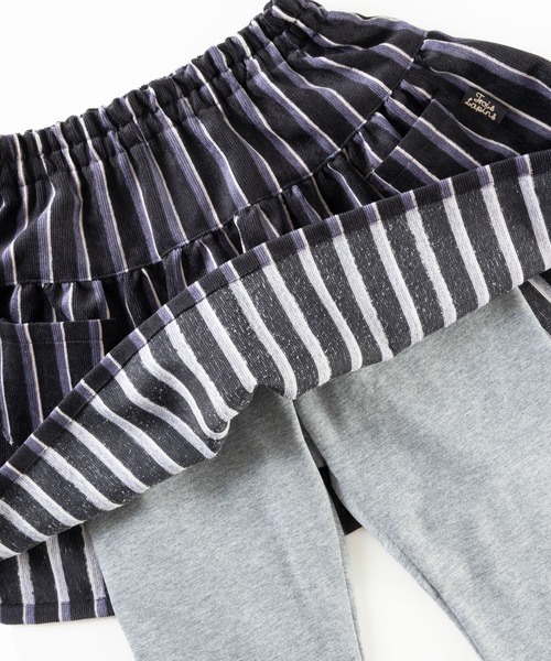 trois lapins kp（トロワラパンケーピー）の「ストライプ柄スカッツ(100~140cm)（スカート・キッズ・グリーン/ブラック・120cm/130cm/140cm/110cm/100cm）」の10枚目の写真
