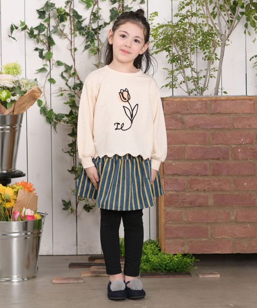 trois lapins kp（トロワラパンケーピー）の「ストライプ柄スカッツ(100~140cm)（スカート・キッズ・グリーン/ブラック・120cm/130cm/140cm/110cm/100cm）」の6枚目の写真