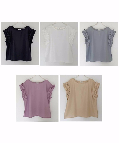 M y u(ミュー)の「ソデフリル オーバーシルエット ブラウス(Tシャツ/カットソー・レディース・ブラック/ホワイト/ピンク/イエロー/グリーン・MEDIUM/LARGE)」の11枚目の写真