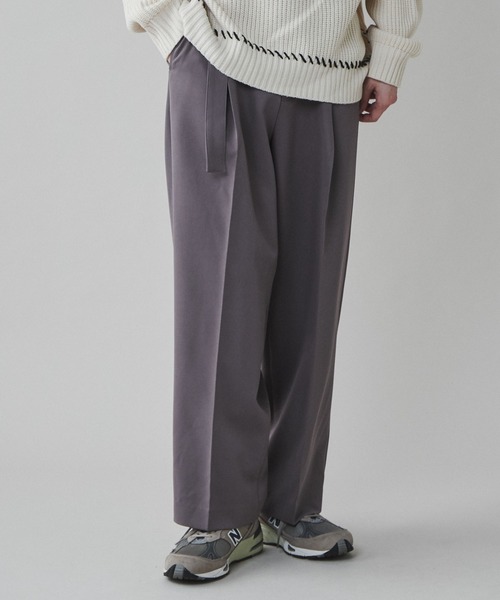 LUCY(ルーシー)の「LUCY/【セットアップ】トロミベルト付きワイドスラックス(スラックス・メンズ・ブラウン/ダークグレー/ブルー/ブラック・LARGE/MEDIUM)」の3枚目の写真