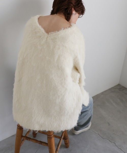 select MOCA(セレクトモカ)の「モヘアタッチ2WAYオーバーニット(ニット/セーター・レディース・チャコールグレー/イエロー/グレー/アイボリー/ベージュ・FREE)」の13枚目の写真