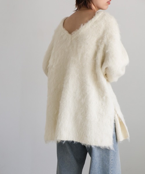 select MOCA(セレクトモカ)の「モヘアタッチ2WAYオーバーニット(ニット/セーター・レディース・チャコールグレー/イエロー/グレー/アイボリー/ベージュ・FREE)」の18枚目の写真