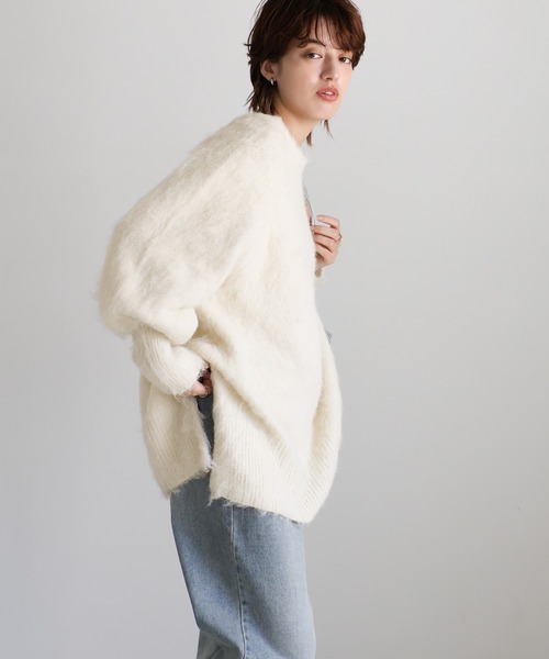 select MOCA(セレクトモカ)の「モヘアタッチ2WAYオーバーニット(ニット/セーター・レディース・チャコールグレー/イエロー/グレー/アイボリー/ベージュ・FREE)」の20枚目の写真