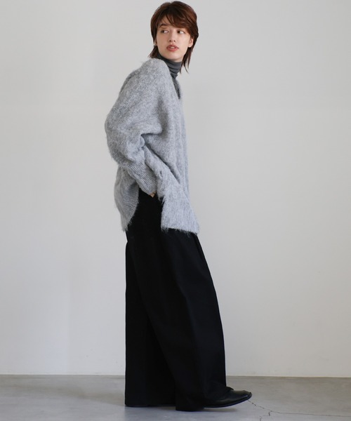 select MOCA(セレクトモカ)の「モヘアタッチ2WAYオーバーニット(ニット/セーター・レディース・チャコールグレー/イエロー/グレー/アイボリー/ベージュ・FREE)」の9枚目の写真