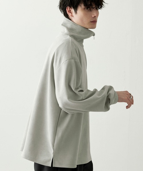 Anchor Smith（アンカー スミス）の「ハーフジップビッグカラー ルーズブラッシュドプルオーバー（スウェット・メンズ・アイボリー/ブラック/ブラウン/グレイッシュブルー/ライトグレー/ネイビー/グレイッシュベージュ/ダークグレー/ダークグリーン・L/M）」の13枚目の写真