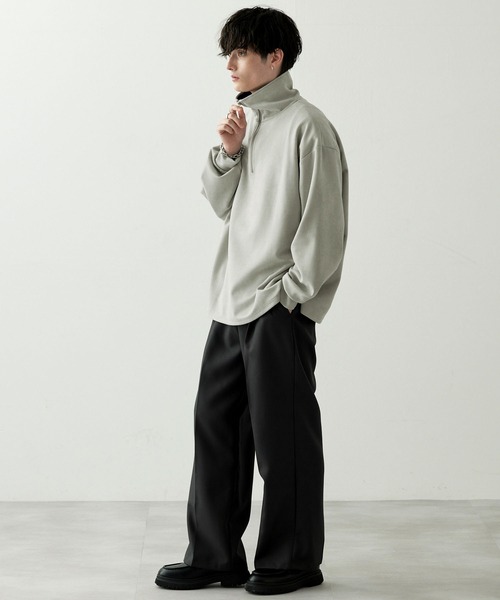 Anchor Smith（アンカー スミス）の「ハーフジップビッグカラー ルーズブラッシュドプルオーバー（スウェット・メンズ・アイボリー/ブラック/ブラウン/グレイッシュブルー/ライトグレー/ネイビー/グレイッシュベージュ/ダークグレー/ダークグリーン・L/M）」の15枚目の写真