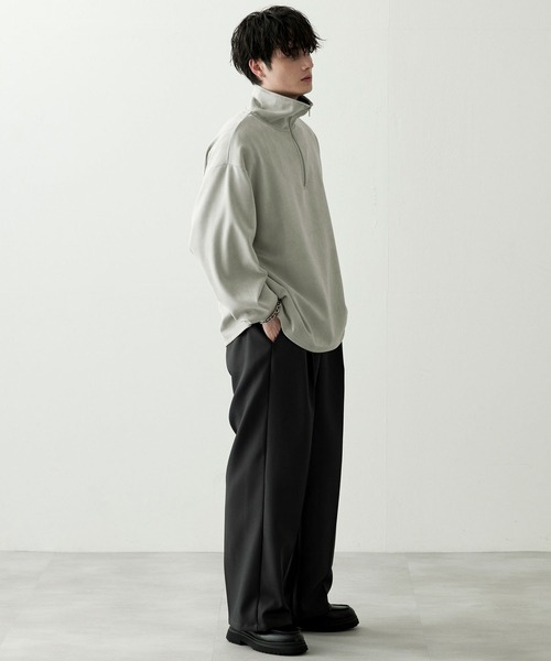 Anchor Smith（アンカー スミス）の「ハーフジップビッグカラー ルーズブラッシュドプルオーバー（スウェット・メンズ・アイボリー/ブラック/ブラウン/グレイッシュブルー/ライトグレー/ネイビー/グレイッシュベージュ/ダークグレー/ダークグリーン・L/M）」の17枚目の写真