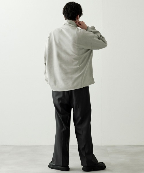 Anchor Smith（アンカー スミス）の「ハーフジップビッグカラー ルーズブラッシュドプルオーバー（スウェット・メンズ・アイボリー/ブラック/ブラウン/グレイッシュブルー/ライトグレー/ネイビー/グレイッシュベージュ/ダークグレー/ダークグリーン・L/M）」の18枚目の写真