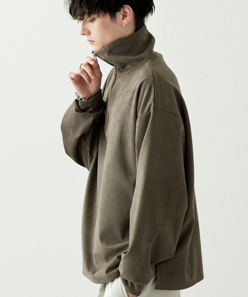 Anchor Smith（アンカー スミス）の「ハーフジップビッグカラー ルーズブラッシュドプルオーバー（スウェット・メンズ・アイボリー/ブラック/ブラウン/グレイッシュブルー/ライトグレー/ネイビー/グレイッシュベージュ/ダークグレー/ダークグリーン・L/M）」の21枚目の写真