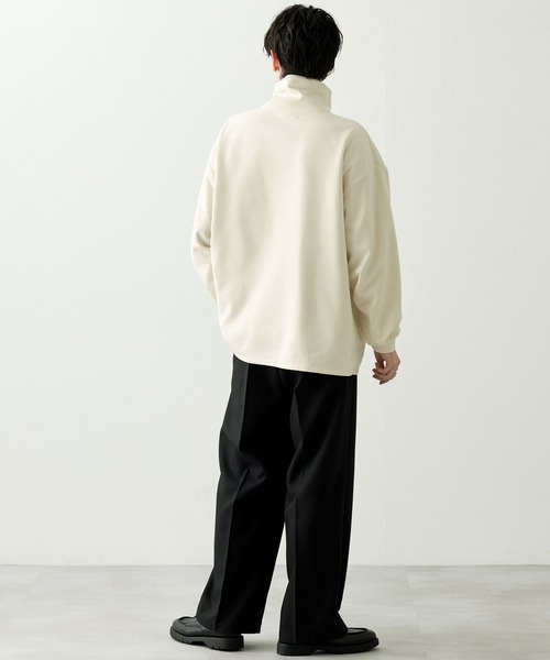 Anchor Smith（アンカー スミス）の「ハーフジップビッグカラー ルーズブラッシュドプルオーバー（スウェット・メンズ・アイボリー/ブラック/ブラウン/グレイッシュブルー/ライトグレー/ネイビー/グレイッシュベージュ/ダークグレー/ダークグリーン・L/M）」の10枚目の写真