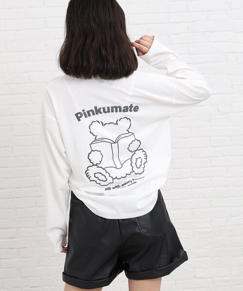 PINK-latte（ピンクラテ）の「◆【130cm/165cmサイズあり】ラテクマロンT（Tシャツ/カットソー・キッズ・ライトベージュ/ライトブルー/オフホワイト/チャコールグレー・02/13/14/15 /16）」の10枚目の写真