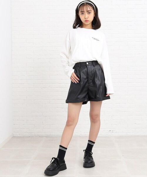 PINK-latte（ピンクラテ）の「◆【130cm/165cmサイズあり】ラテクマロンT（Tシャツ/カットソー・キッズ・ライトベージュ/ライトブルー/オフホワイト/チャコールグレー・02/13/14/15 /16）」の11枚目の写真