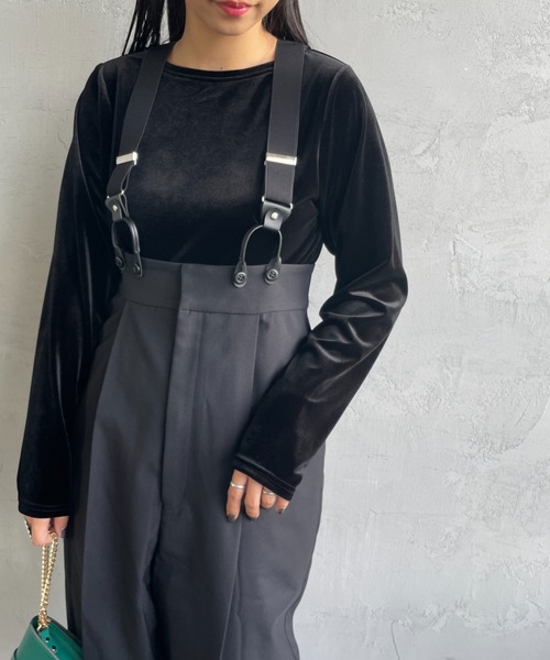 JF Ready Made（ジェイエフレディメイド）の「[Jf Ready Made/ジェイエフレディメイド] クルーネックベロアカットソー（Tシャツ/カットソー・レディース・ピンク/ブラック/グレー/イエロー・F）」の2枚目の写真