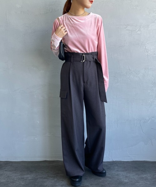 JF Ready Made（ジェイエフレディメイド）の「[Jf Ready Made/ジェイエフレディメイド] クルーネックベロアカットソー（Tシャツ/カットソー・レディース・ピンク/ブラック/グレー/イエロー・F）」の8枚目の写真