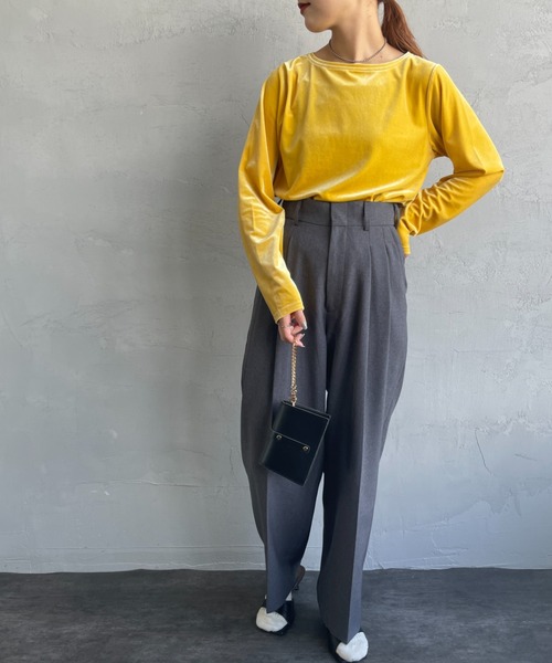 JF Ready Made（ジェイエフレディメイド）の「[Jf Ready Made/ジェイエフレディメイド] クルーネックベロアカットソー（Tシャツ/カットソー・レディース・ピンク/ブラック/グレー/イエロー・F）」の9枚目の写真