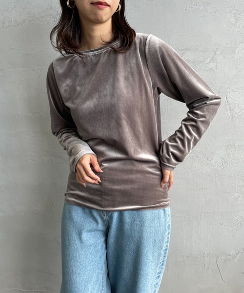 JF Ready Made（ジェイエフレディメイド）の「[Jf Ready Made/ジェイエフレディメイド] クルーネックベロアカットソー（Tシャツ/カットソー・レディース・ピンク/ブラック/グレー/イエロー・F）」の22枚目の写真