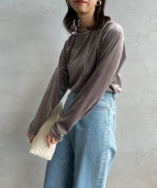 JF Ready Made（ジェイエフレディメイド）の「[Jf Ready Made/ジェイエフレディメイド] クルーネックベロアカットソー（Tシャツ/カットソー・レディース・ピンク/ブラック/グレー/イエロー・F）」の18枚目の写真